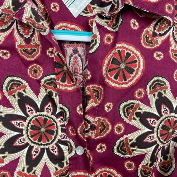 Tommy Hilfiger button up blouse funky floral print retro vibe colorful small - Picture 4 of 8